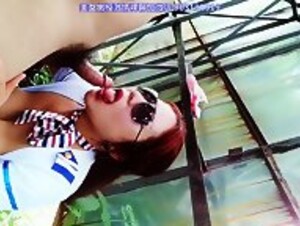 Chinese Girl Fucked in the Ass behind Billboard and Swallowed Cum